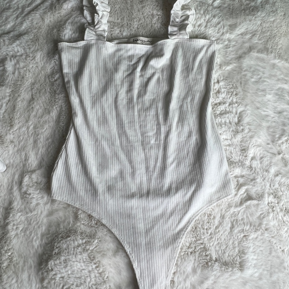 Impressions Ribbed White Bodysuit